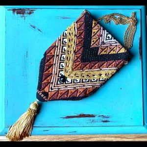 Vintage Boho handwoven Bag with Chain and Tassle